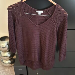 Burgundy V-neck sweater